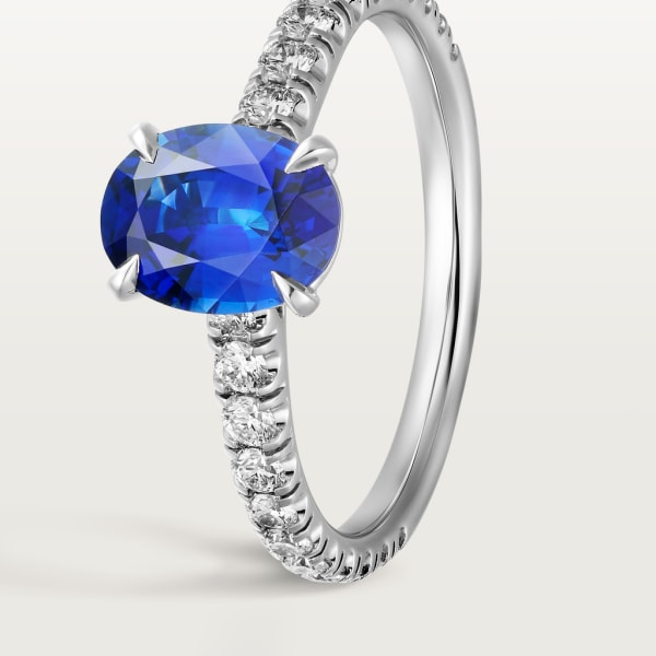 1895 solitaire, oval-cut sapphire, paved  Platinum, sapphire, diamonds