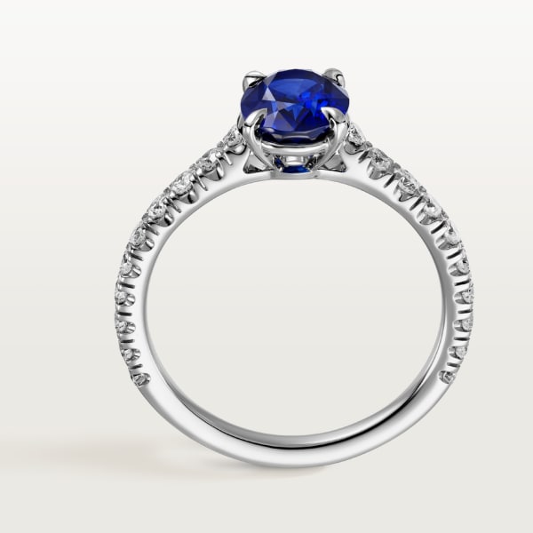 1895 solitaire, oval-cut sapphire, paved  Platinum, sapphire, diamonds