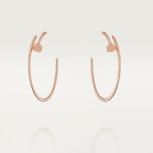 Juste un Clou hoop earrings, large model, paved Rose gold, diamonds