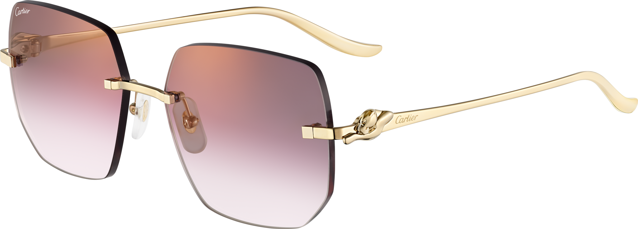 Panthère de Cartier sunglassesSmooth golden-finish metal, purple lenses