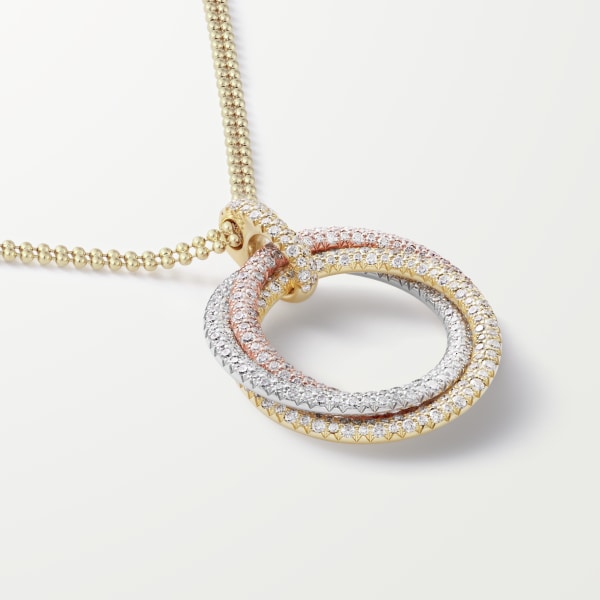 Trinity pendant, large model, paved White gold, yellow gold, rose gold, diamonds